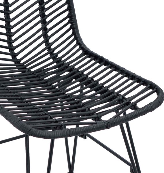 VidaXL Étkezőszék 2 pcs Fekete 44.5 x 55 x 85 cm Rattan és Vas