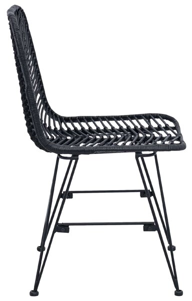 VidaXL Étkezőszék 2 pcs Fekete 44.5 x 55 x 85 cm Rattan és Vas