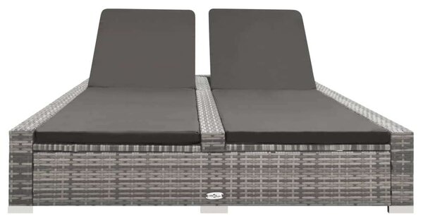 VidaXL Kétüléses Polyrattan Napozóágy - Szürke - 202x145cm
