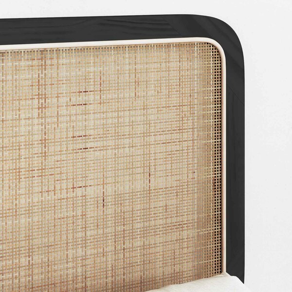 VidaXL Fejtámla fejtámlával Fekete 120 x 55 x 3 cm Rattan