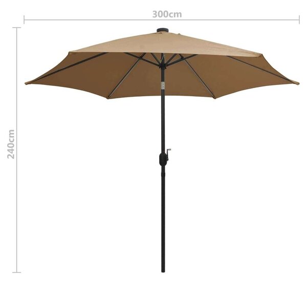 VidaXL Kültéri Napernyő - 300 cm - LED Világítással