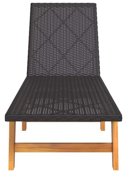 VidaXL Napozóágy - Akácfa és Polyrattan - Fekete-Barna - 200cm