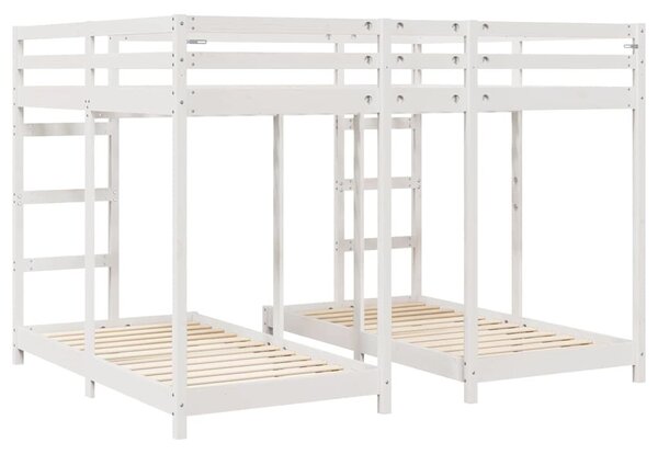 VidaXL Háromszintes emeletes ágykeret Fehér 160 x 200 cm Tömör fenyőfa