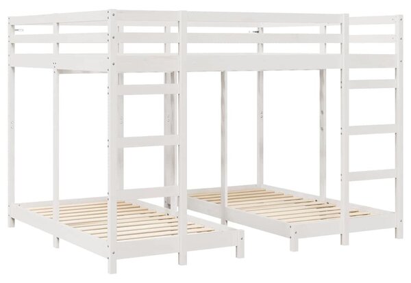 VidaXL Háromszintes emeletes ágykeret Fehér 160 x 200 cm Tömör fenyőfa