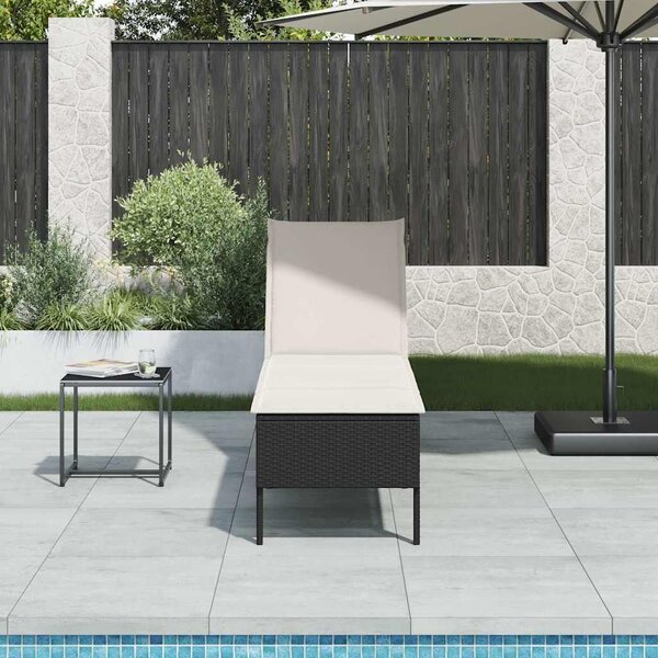 VidaXL fekete polyrattan napozóágy párnával 55x200x44 cm