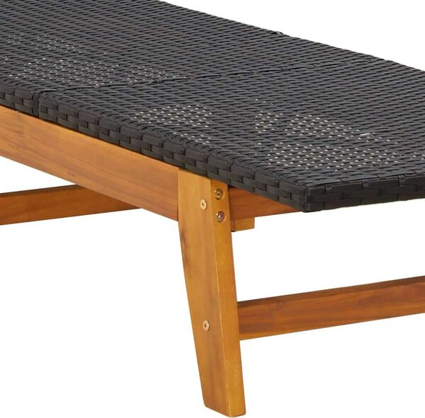 VidaXL Napozóágy - Akácfa és Polyrattan - Fekete-Barna - 200cm