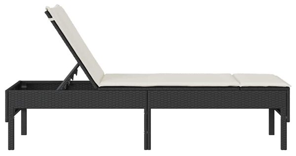 VidaXL fekete polyrattan napozóágy párnával 55x200x44 cm