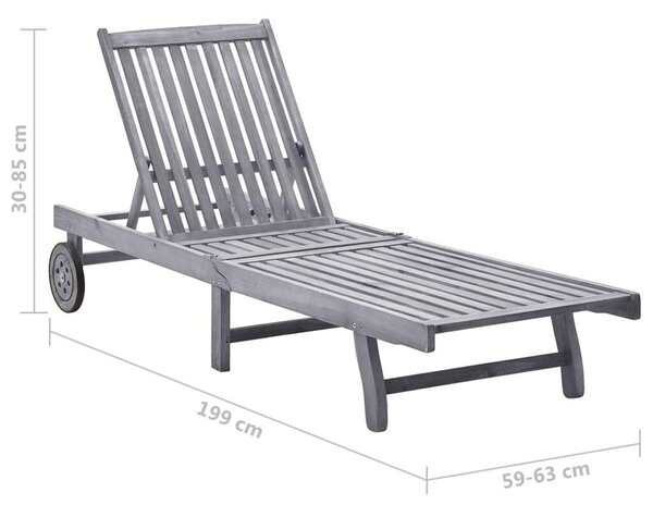 VidaXL Akácfa Napozóágy - Szürke - 199cm