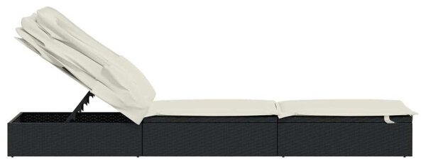 VidaXL Napozóágy - Polyrattan - Fekete - 213x63x97 cm