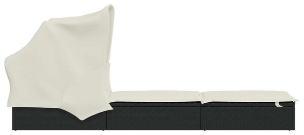 VidaXL Napozóágy - Polyrattan - Fekete - 213x63x97 cm