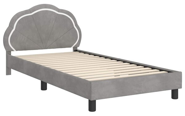 VidaXL Gyerekágy kerettel Világosszürke 80 x 200 cm Bársony