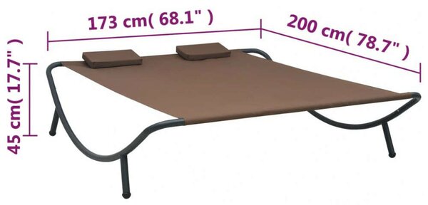 VidaXL Napozóágy - Barna Szövet - 200x173 cm