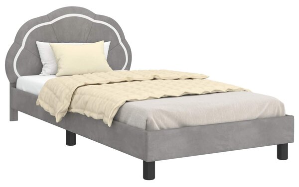 VidaXL Gyerekágy kerettel Világosszürke 80 x 200 cm Bársony