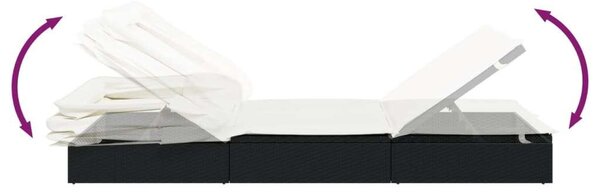 VidaXL Napozóágy - Polyrattan - Fekete - 213x63x97 cm