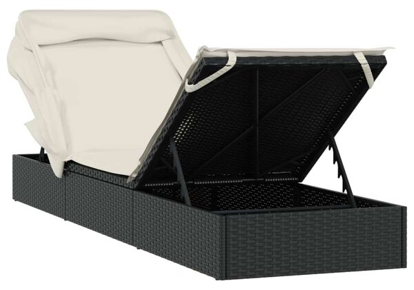 VidaXL Napozóágy - Polyrattan - Fekete - 213x63x97 cm