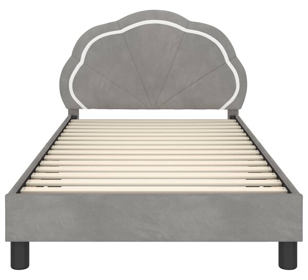 VidaXL Gyerekágy kerettel Világosszürke 80 x 200 cm Bársony