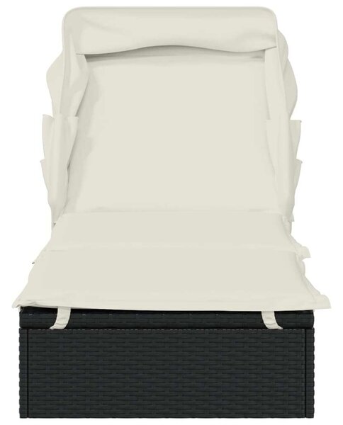 VidaXL Napozóágy - Polyrattan - Fekete - 213x63x97 cm
