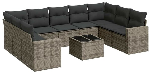 VidaXL Polyrattan Kerti Ülőgarnitúra - 10 részes - Szürke