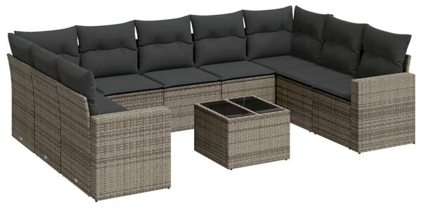 VidaXL Polyrattan Kerti Ülőgarnitúra - 10 részes - Szürke