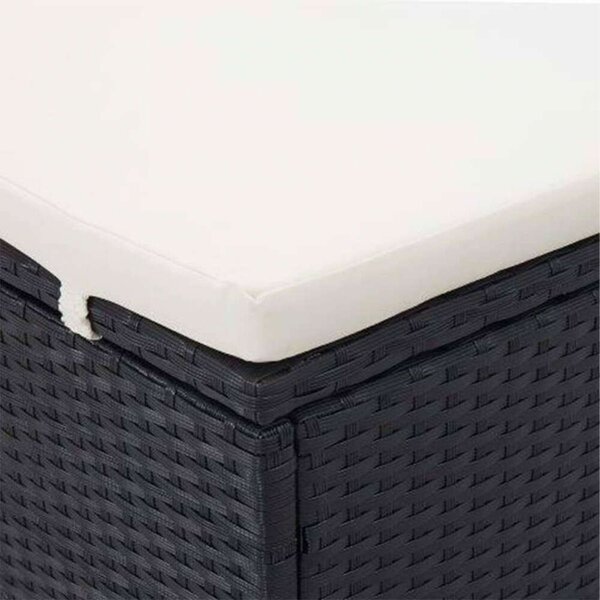 VidaXL Kétágyas Napozóágy - Fekete Polyrattan - 194x120,5cm
