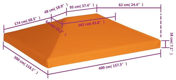 Narancssárga pavilon tetőponyva 310 g/m², 4 x 3 m