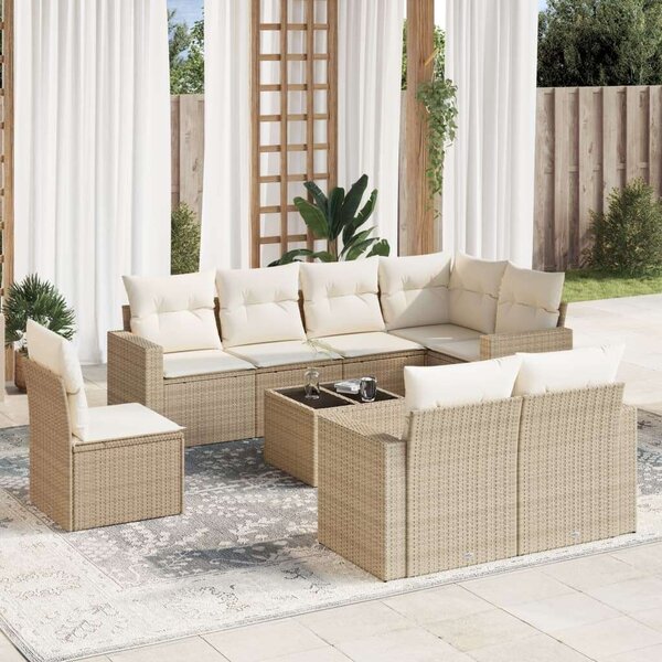VidaXL Polyrattan Kerti Ülőgarnitúra - 9 részes - Bézs