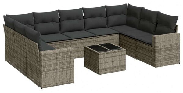 VidaXL Polyrattan Kerti Ülőgarnitúra - 10 részes - Szürke