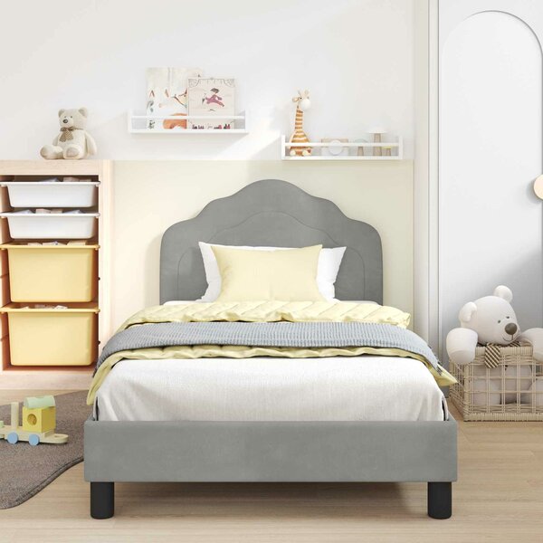 VidaXL Gyerekágy kerettel Világosszürke 80 x 200 cm Bársony