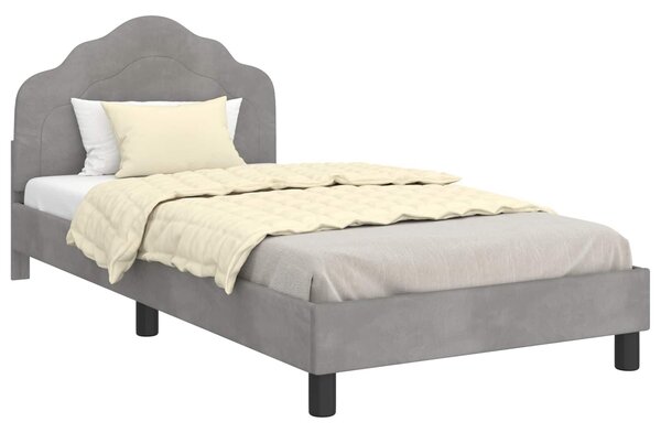 VidaXL Gyerekágy kerettel Világosszürke 80 x 200 cm Bársony