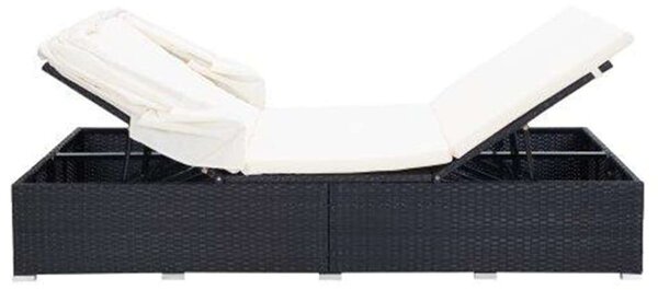 VidaXL Kétágyas Napozóágy - Fekete Polyrattan - 194x120,5cm