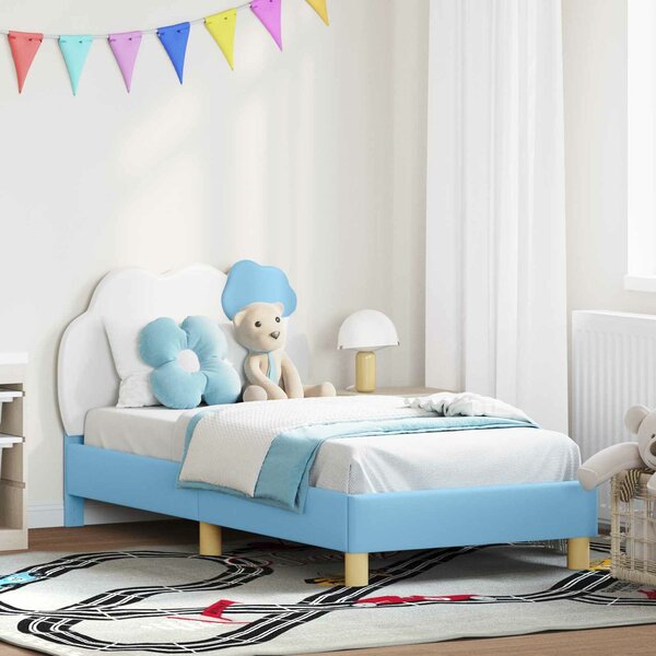 VidaXL Gyerekágy kerettel fejtámlával Kék 80 x 160 cm PU