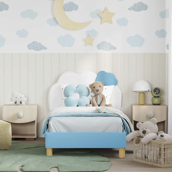 VidaXL Gyerekágy kerettel fejtámlával Kék 80 x 160 cm PU
