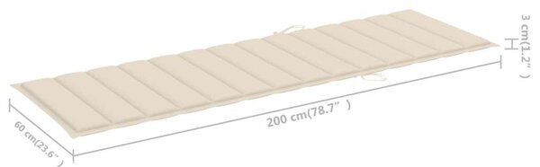 VidaXL Két Személyes Fa Napozóágy Párnával - 200cm