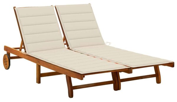 VidaXL 2 Személyes Akácfa Napozóágy - 200cm - Párnával