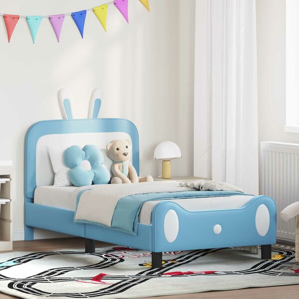 VidaXL Gyerekágy kerettel fejtámlával Kék 80 x 160 cm PU