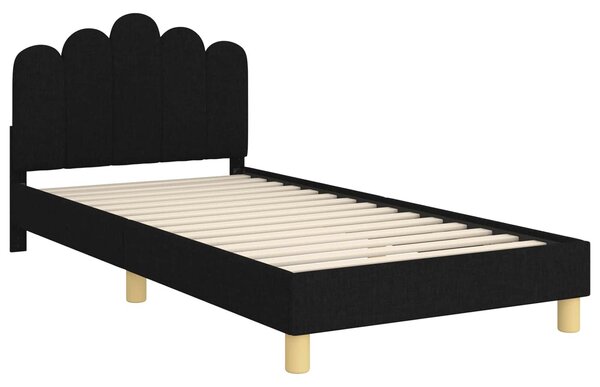 VidaXL Gyerekágy kerettel fejtámlával Fekete 80 x 200 cm Szövet