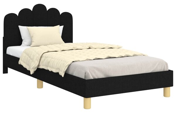 VidaXL Gyerekágy kerettel fejtámlával Fekete 80 x 200 cm Szövet