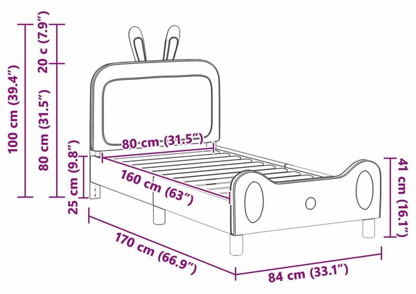 VidaXL Gyerekágy kerettel fejtámlával Kék 80 x 160 cm PU