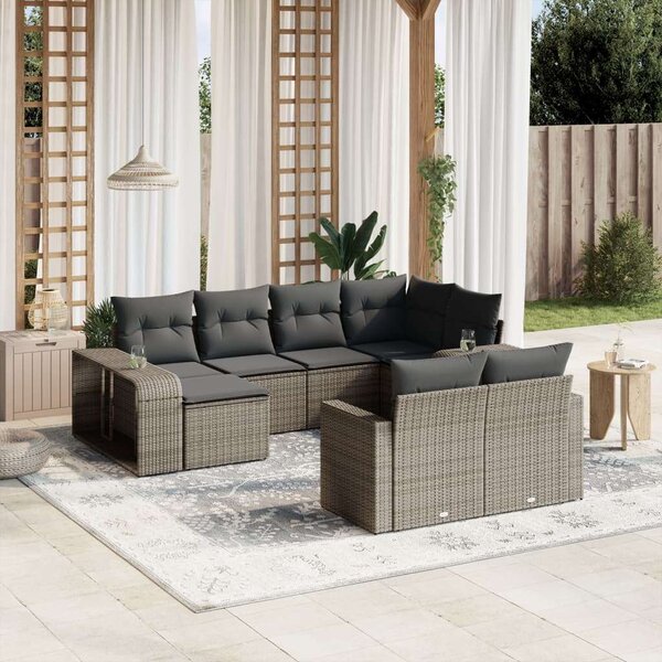 VidaXL Polyrattan Kerti Ülőgarnitúra - 10 részes - Szürke