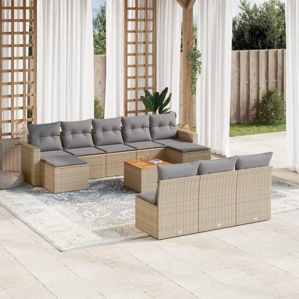 VidaXL Polyrattan Kerti Ülőgarnitúra - 11 részes - Bézs