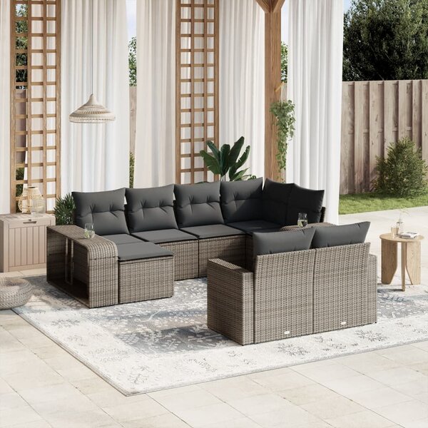 VidaXL Polyrattan Kerti Ülőgarnitúra - 10 részes - Szürke