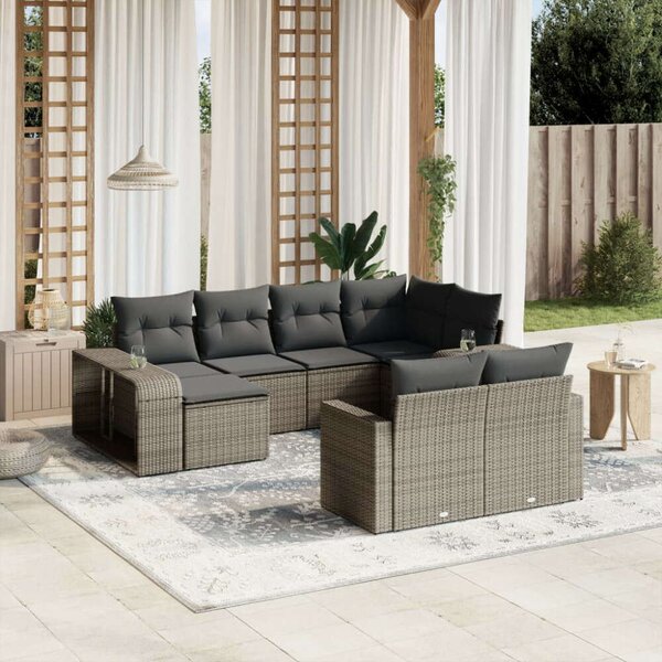 VidaXL Polyrattan Kerti Ülőgarnitúra - 10 részes - Szürke