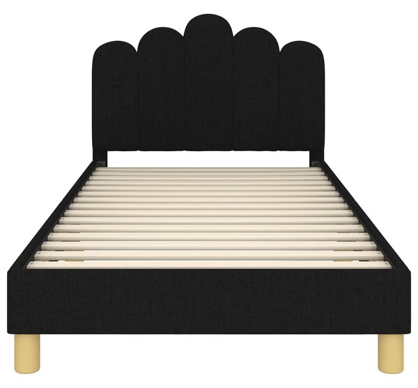 VidaXL Gyerekágy kerettel fejtámlával Fekete 80 x 200 cm Szövet