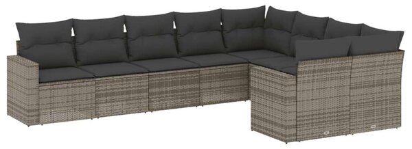 VidaXL Polyrattan Kerti Ülőgarnitúra - 9 részes - Szürke