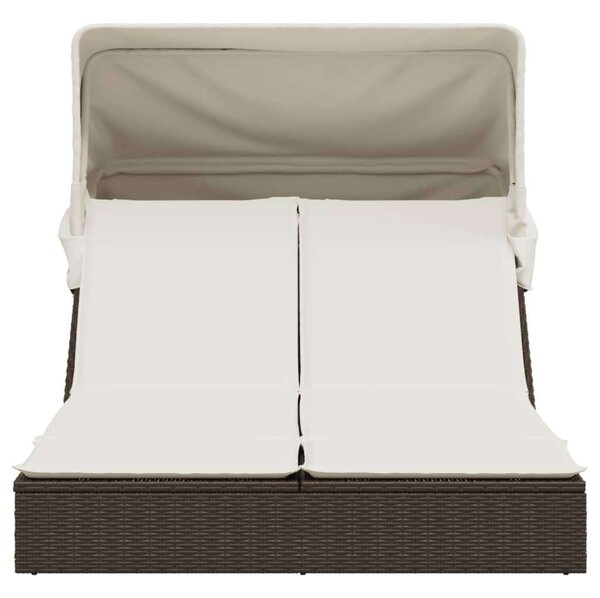 VidaXL Dupla Napozóágy - Polyrattan - Barna - 200x100cm