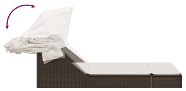 VidaXL Dupla Napozóágy - Polyrattan - Barna - 200x100cm