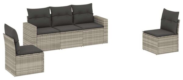 VidaXL Polyrattan Kerti Ülőgarnitúra - 5 részes - Világosszürke