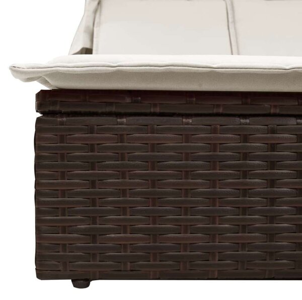 VidaXL Dupla Napozóágy - Polyrattan - Barna - 200x100cm