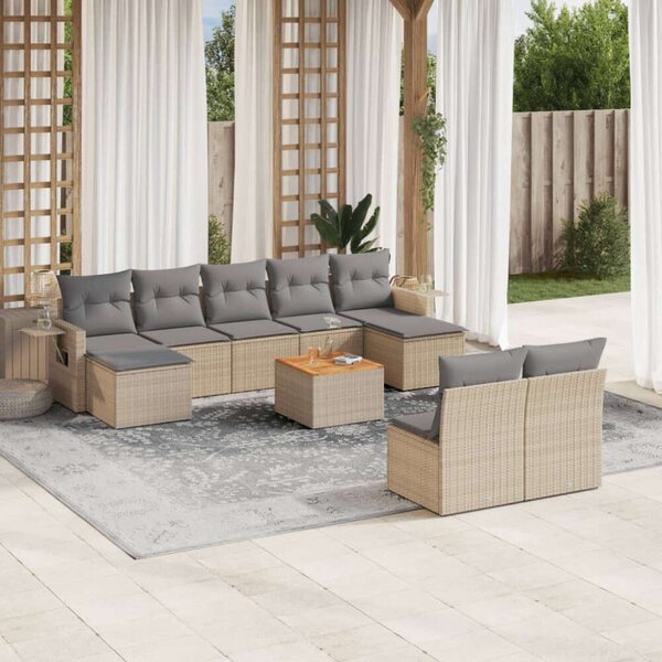 VidaXL Polyrattan Kerti Ülőgarnitúra - 10 részes, Bézs