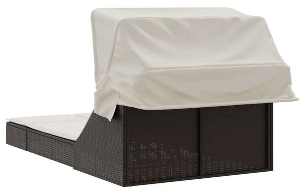 VidaXL Dupla Napozóágy - Polyrattan - Barna - 200x100cm